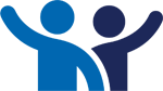 Icon of two people raising their arms